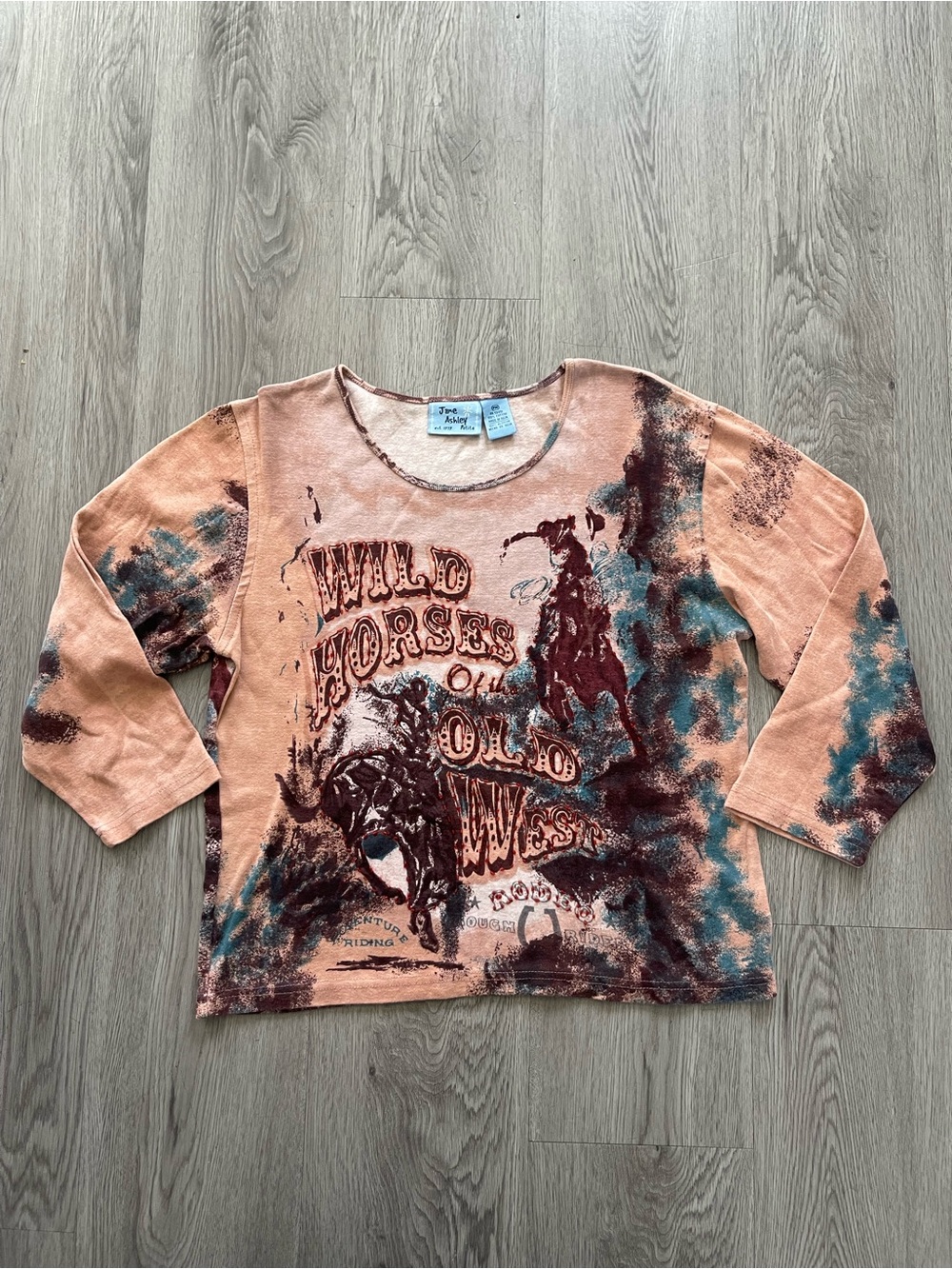 Y2K Jane Ashley AOP western cowboy shirt